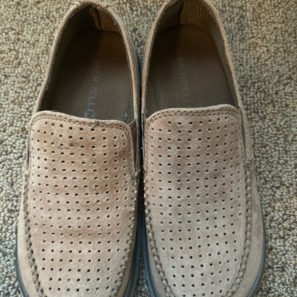 Merrell Men's Beige Perforated Loafer ShoesSize 8.5 Lightweight
